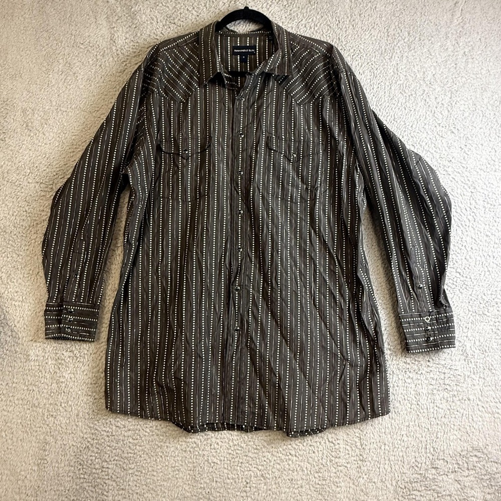 Panhandle Slim Shirt‎ Mens XL Western Snap Front Long Sleeve Striped 30L-3161
